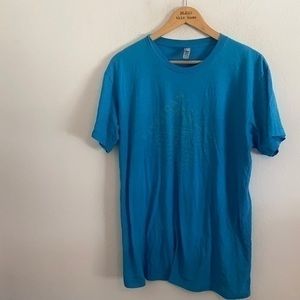 AMERICAN APPAREL SOLID BLUE SHORT SLEEVE SHIRT L.